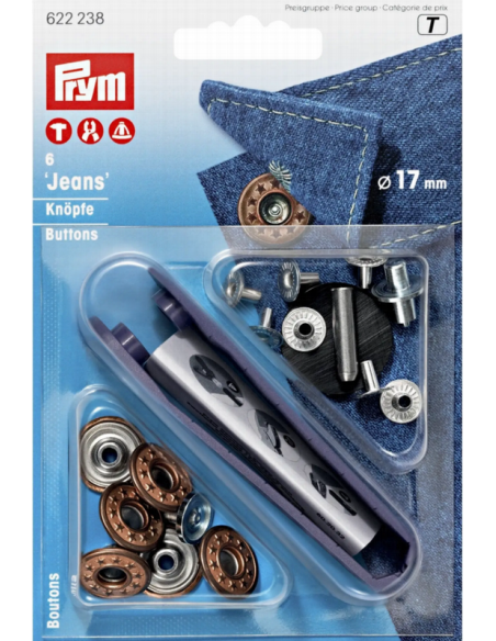 Botón vaquero 17 mm cobre viejo Prym 622238, blíster