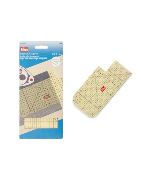 Regla planchado transparente 20x10 cm. Prym Originals 611490, unidad