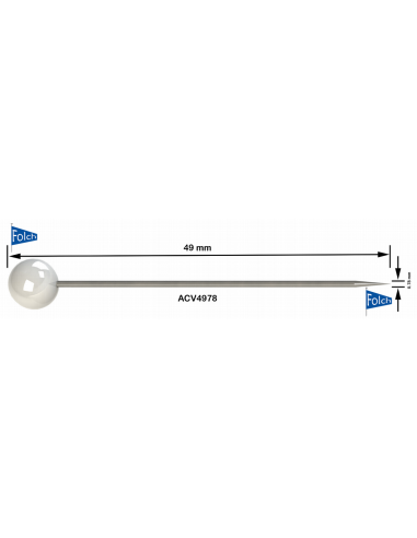 Alfiler acero ACV4978 49 x 0.78 mm, 50 u