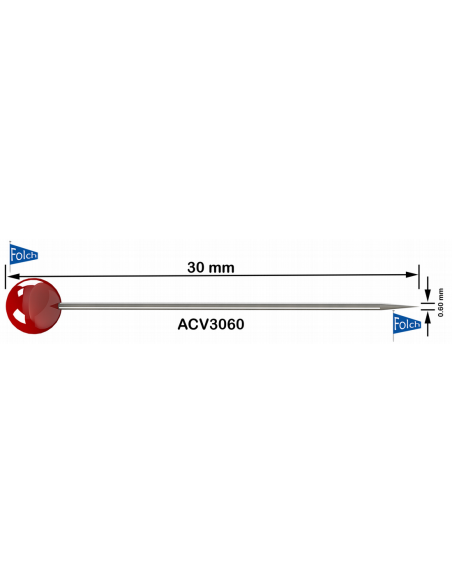 Alfiler acero ACV306029 30 x 0.60 mm, 100 u