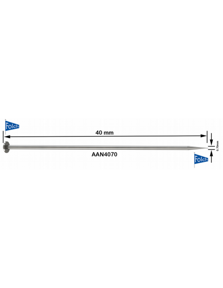 Alfiler acero AAN407006 40x0.70 mm, 25 gr.