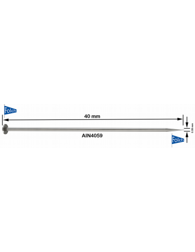 Alfiler acero AIN405932 40 x 0.59 mm, 200 u