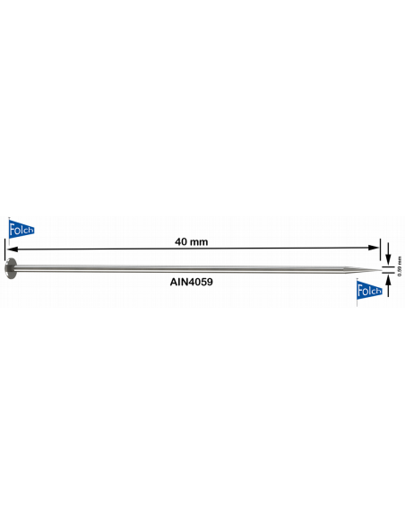 Alfiler acero AIN405932 40 x 0.59 mm, 200 u