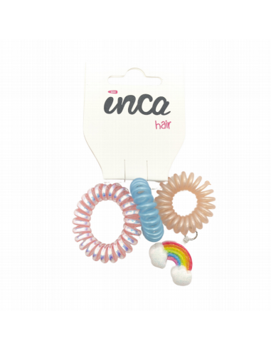 Goma pelo cable teléfono 1 con adorno Inca 41541, pack 3 unidades