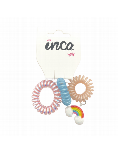 Goma pelo cable teléfono 1 con adorno Inca 41541, pack 3 unidades