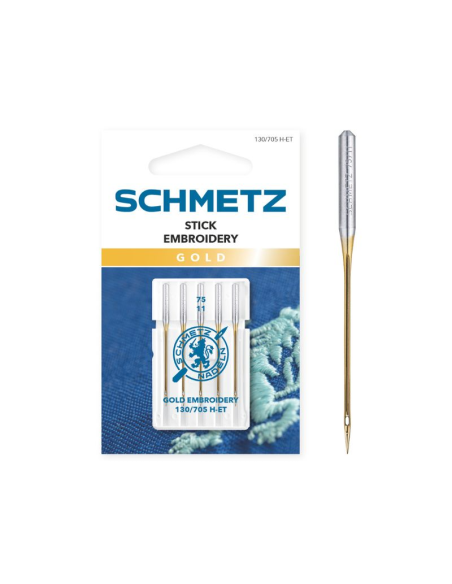 Aguja Schmetz bordar gold T.P. 130/705 H ET Nº75, blister de 5 und.