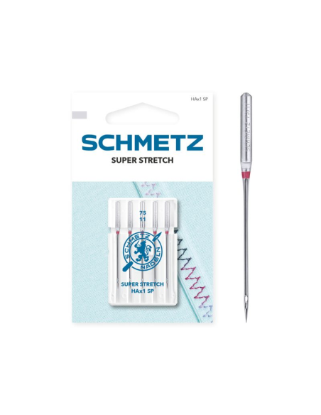 Aguja Schmetz super stretch HAx1 SP Nº75, blister de 5 und.