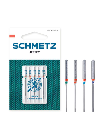 Aguja Schmetz punta bola 130/705 H SUK Surt. Nº70-Nº100, blister de 5 und.