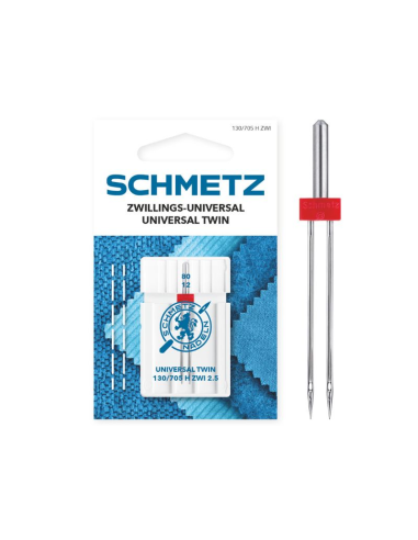 Aguja Schmetz gemela 130/705 H ZWI 2.5 mm Nº80, unidad