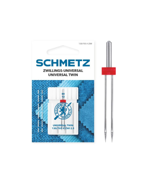 Aguja Schmetz gemela 130/705 H ZWI 2.5 mm Nº80, unidad