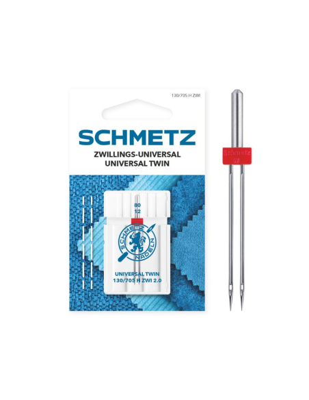 Aguja Schmetz gemela 130/705 H ZWI 2.0 mm Nº80, unidad