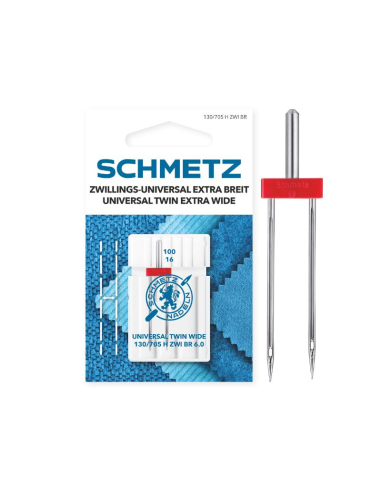Aguja Schmetz gemela 130/705 H ZWI BR 6.0 mm Nº100, unidad