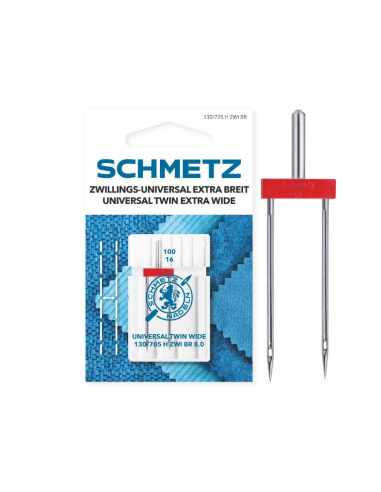 Aguja Schmetz gemela 130/705 H ZWI BR 8.0 mm Nº100, unidad