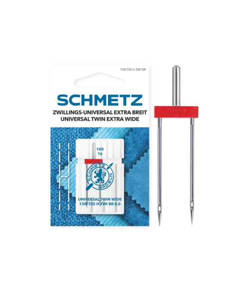 Aguja Schmetz gemela 130/705 H ZWI BR 8.0 mm Nº100, unidad