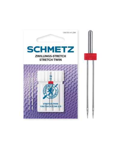 Aguja Schmetz stretch gemela 130/705 HS ZWI 2.5 mm Nº75, unidad