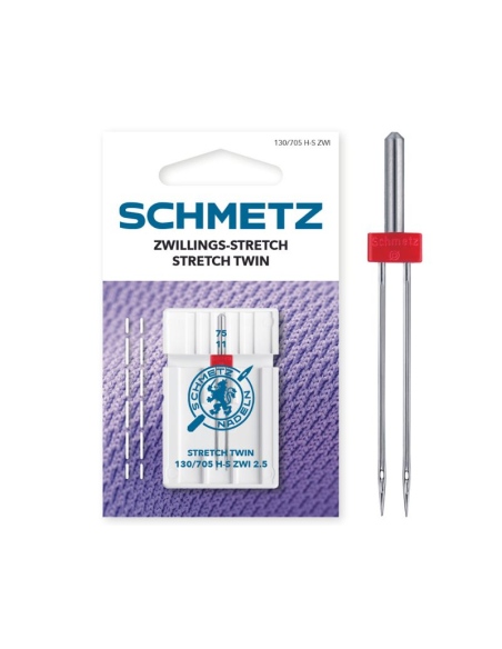 Aguja Schmetz stretch gemela 130/705 HS ZWI 2.5 mm Nº75, unidad