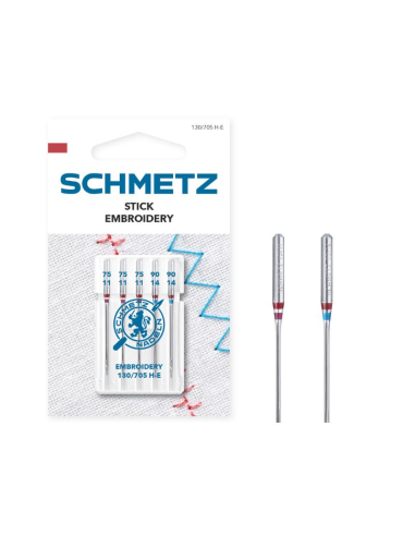 Aguja Schmetz bordar 130/705 HE Surt. Nº75-Nº90, blister de 5 und.