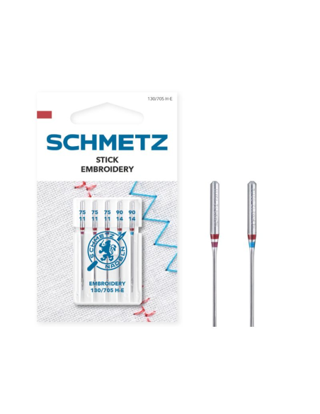 Aguja Schmetz bordar 130/705 HE Surt. Nº75-Nº90, blister de 5 und.