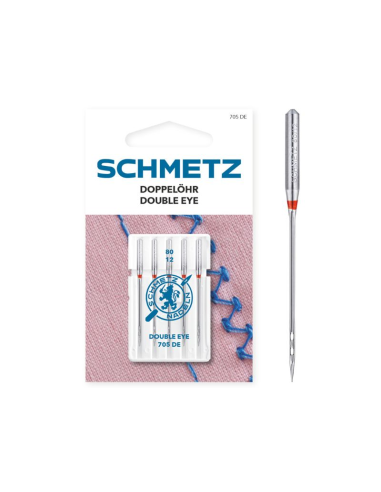 Aguja Schmetz ojo doble 705 Nº 80, blister de 5 und.