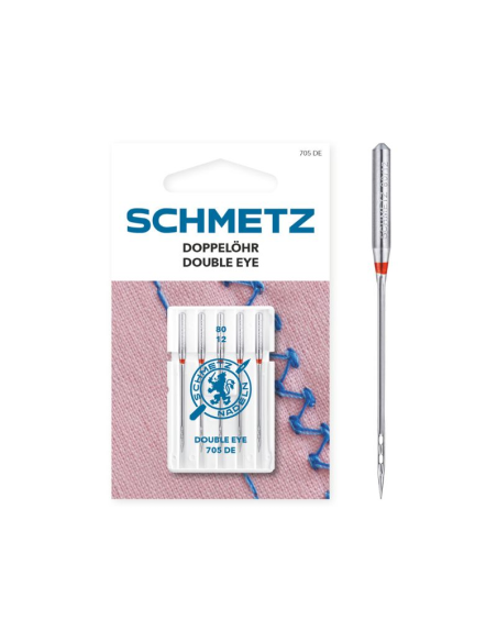 Aguja Schmetz ojo doble 705 Nº 80, blister de 5 und.