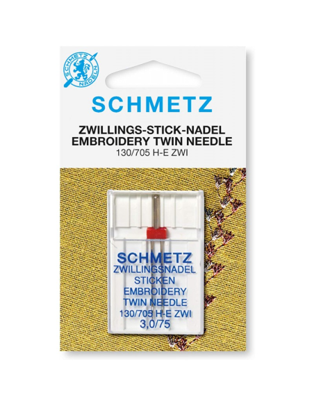 Aguja Schmetz bordar gemela 130/705 HE ZWI 3.0 mm Nº75, unidad