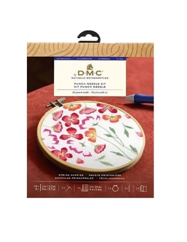 Kit Punch needle intermedio DMC Amapolas primavera PN014K