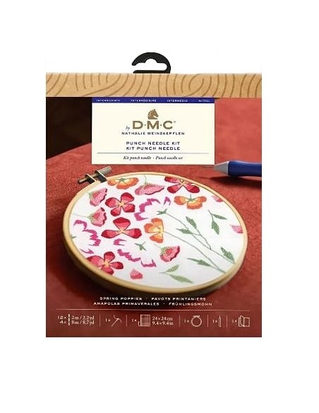 Kit Punch needle intermedio DMC Amapolas primavera PN014K