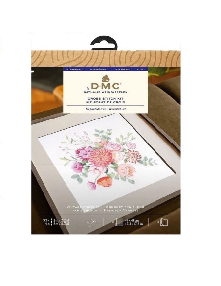 Kit punto de cruz intermedio DMC Vintage bouquet BK1990