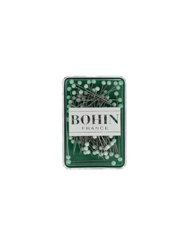Alfiler cabeza de vidrio Bohin 26083, caja de 80 alfileres