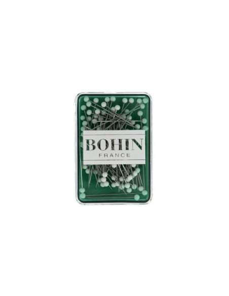 Alfiler cabeza de vidrio Bohin 26083, caja de 80 alfileres
