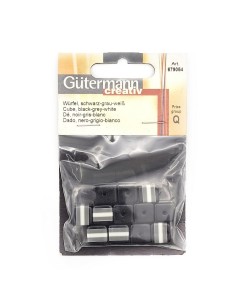 Dado negro-gris-blanco 11x11 mm 679054 Gutermann, 12 u