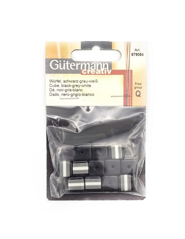 Dado negro-gris-blanco 11x11 mm 679054 Gutermann, 12 u