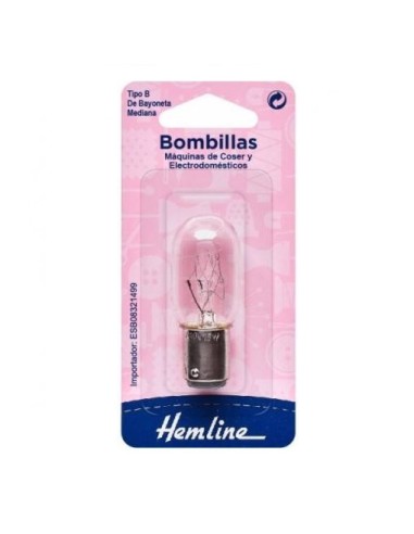 Bombilla máquina de coser bayoneta Hemline H130M, blíster