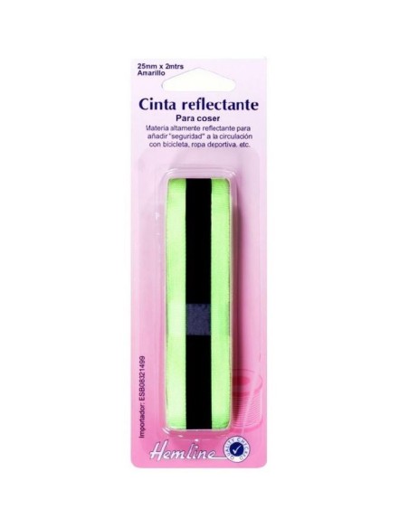 Cinta reflectante amarillo 25 mm Hemline H826Y, 2 m