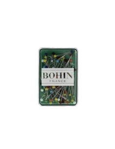 Alfiler cabeza de vidrio colores Bohin 26098, caja de 80 alfileres