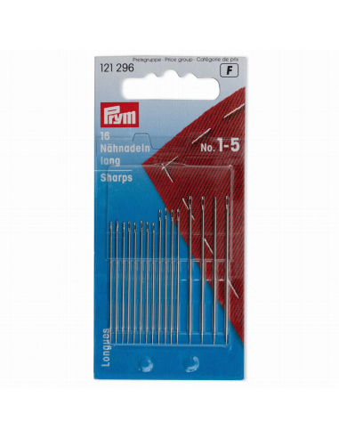 Agujas coser largas Prym Nº 1-5 121296, blíster