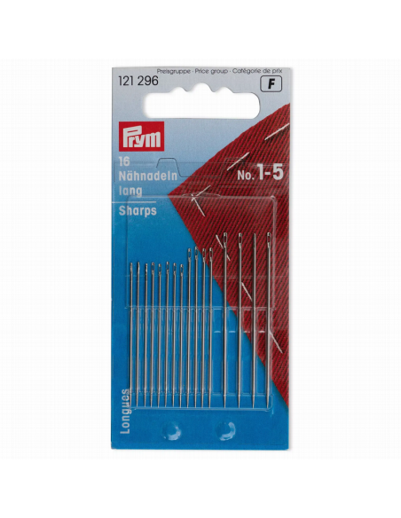 Agujas coser largas Prym Nº 1-5 121296, blíster