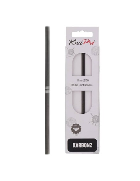 Aguja doble punta Knitpro Karbonz 20 cm, juego de 5