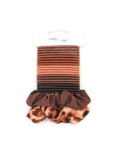 Elásticos y scrunchies marrones Inca 43821, pack de 20+2 und.