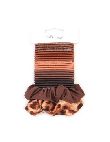 Elásticos y scrunchies marrones Inca 43821, pack de 20+2 und.