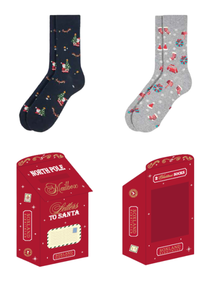 Calcetín Navidad buzón papá noel Soxland hombre 6 p. expositor 1214201