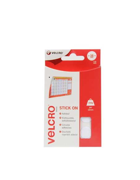 Velcro coins monedas adhesivas PS30 16 mm blanco, blister de 16 juegos