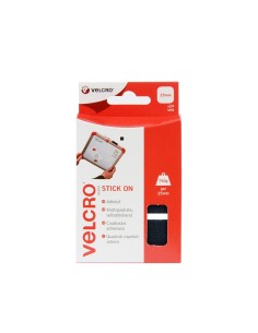Velcro cuadrados adhesivos PS30 25 mm negro, blister de 24 juegos