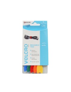 Velcro bridas reutilizables 12 mm x 20 cm multicolor, blister de 5 und.