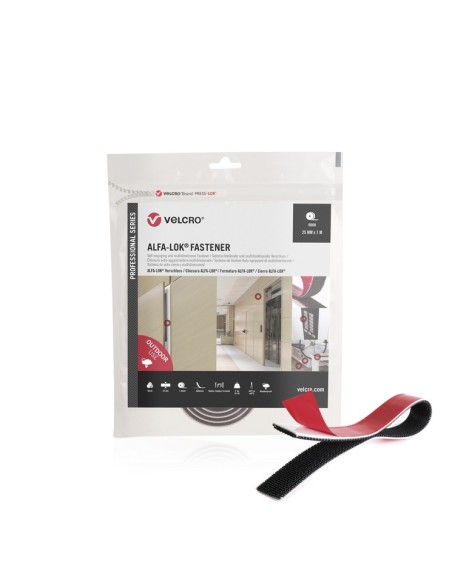 Velcro Alfa-Lok® cinta de fijación 25 mm negro, rollo de 1 metro