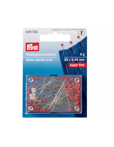 Alfiler cabeza vidrio rojo Prym 029700 35 x 0.40 mm, blister