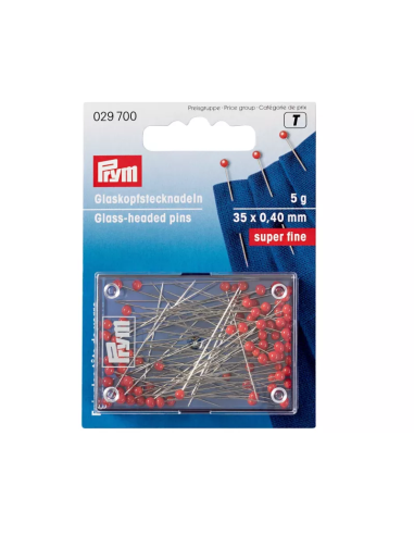 Alfiler cabeza vidrio rojo Prym 029700 35 x 0.40 mm, blister