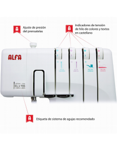 Máquina Overlock doméstica Alfa 8707 Plus 2