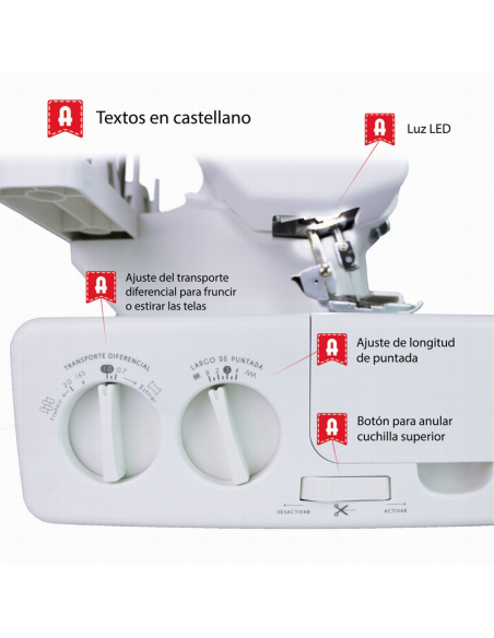 Máquina Overlock doméstica Alfa 8707 Plus