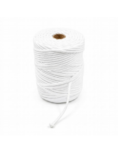 Cordón trenzado redondo 100% alg. blanco 3.00 mm Ø, 100 metros